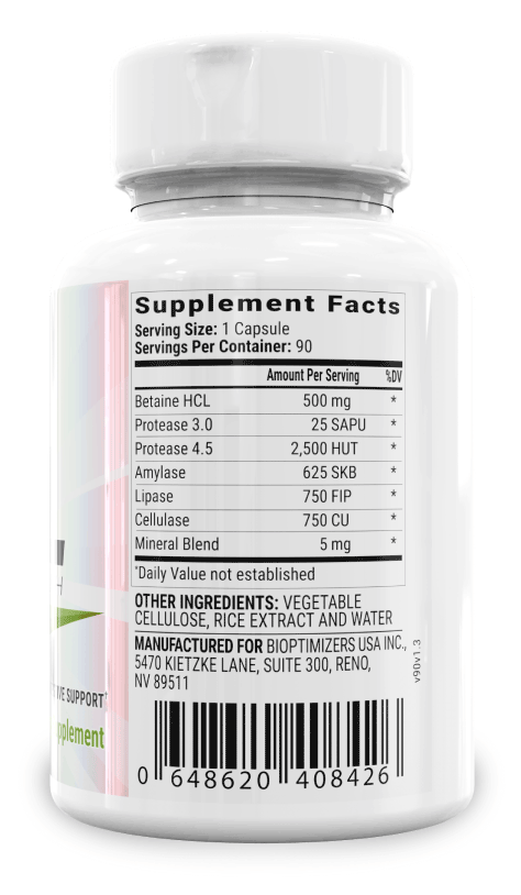 HCL Breakthrough Supplement Facts